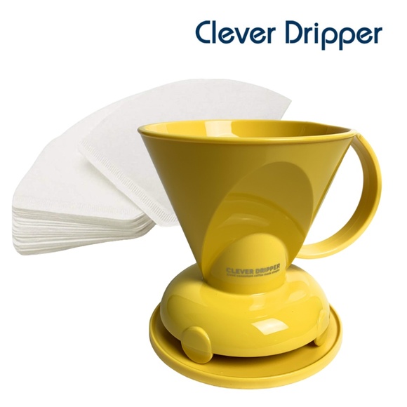 CLEVER Dripper Pour Over Coffee Maker Bonus 100 Filters York Yellow #2 10 Ounce - Picture 1 of 13